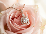 Rose Gold - rose gold pendant on blush rose