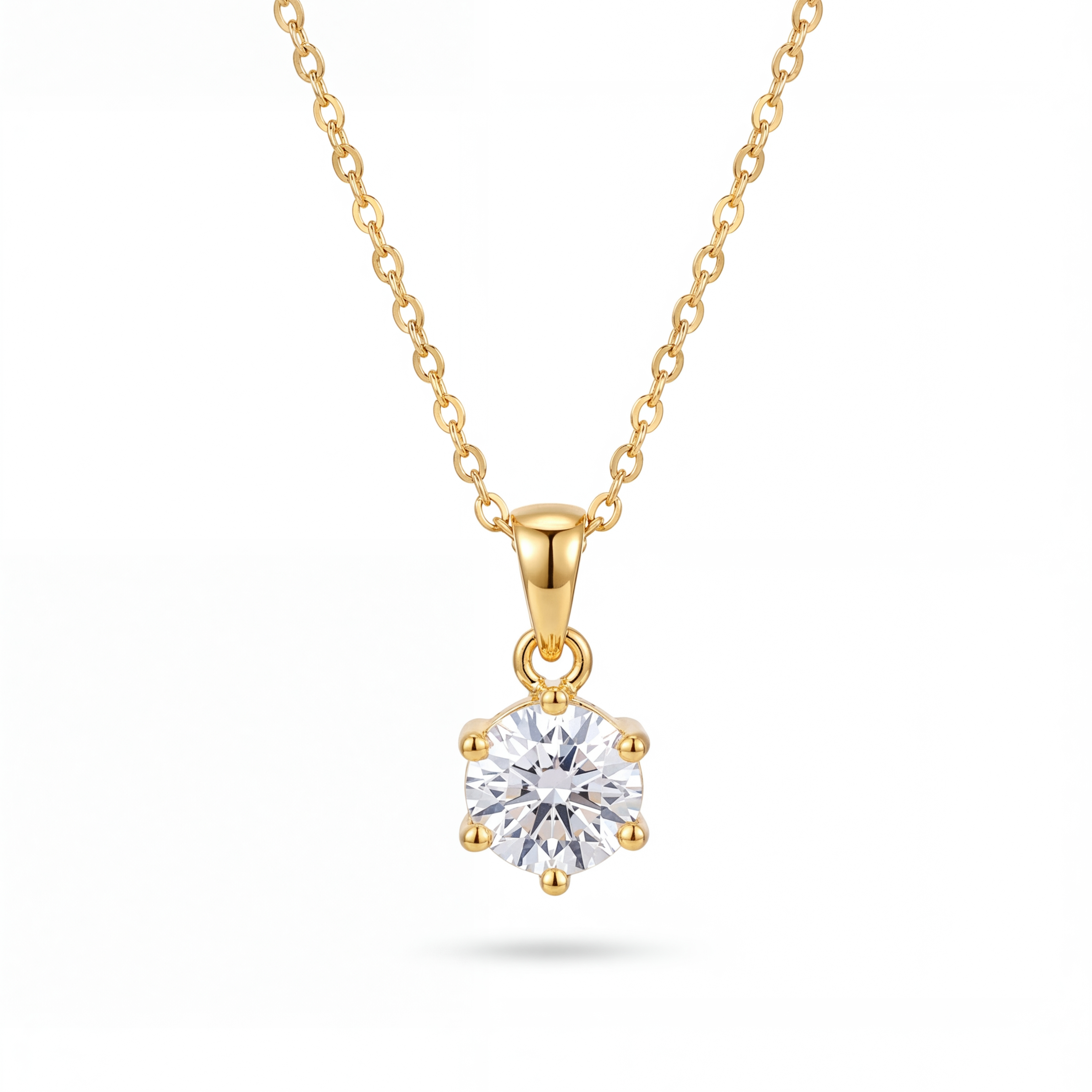 MOHRA Round Solitaire Pendant in 18K gold, 1ct round moissanite on gold chain