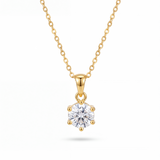 MOHRA Round Solitaire Pendant in 18K gold, 1ct round moissanite on gold chain