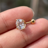 The MOHRA 1ct gold moissanite solitaire studs flat lay, screw-back solitaire earrings