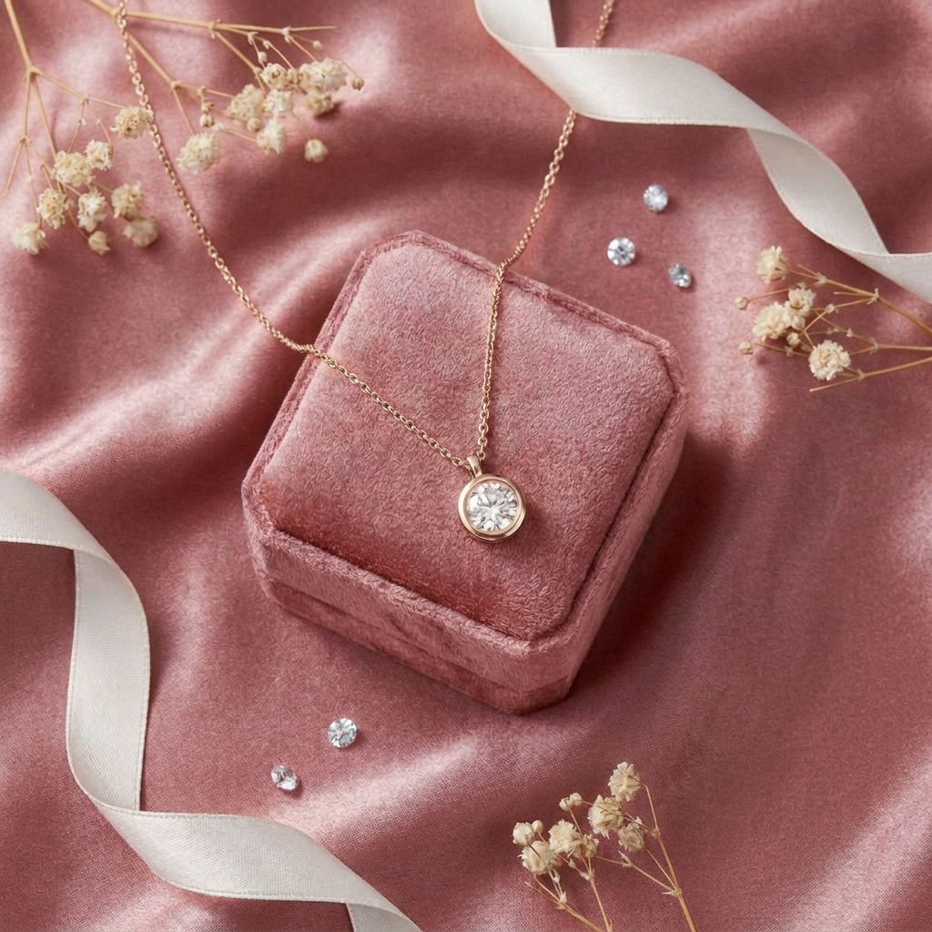 The MOHRA Bezel Solitaire Pendant — Rose Gold