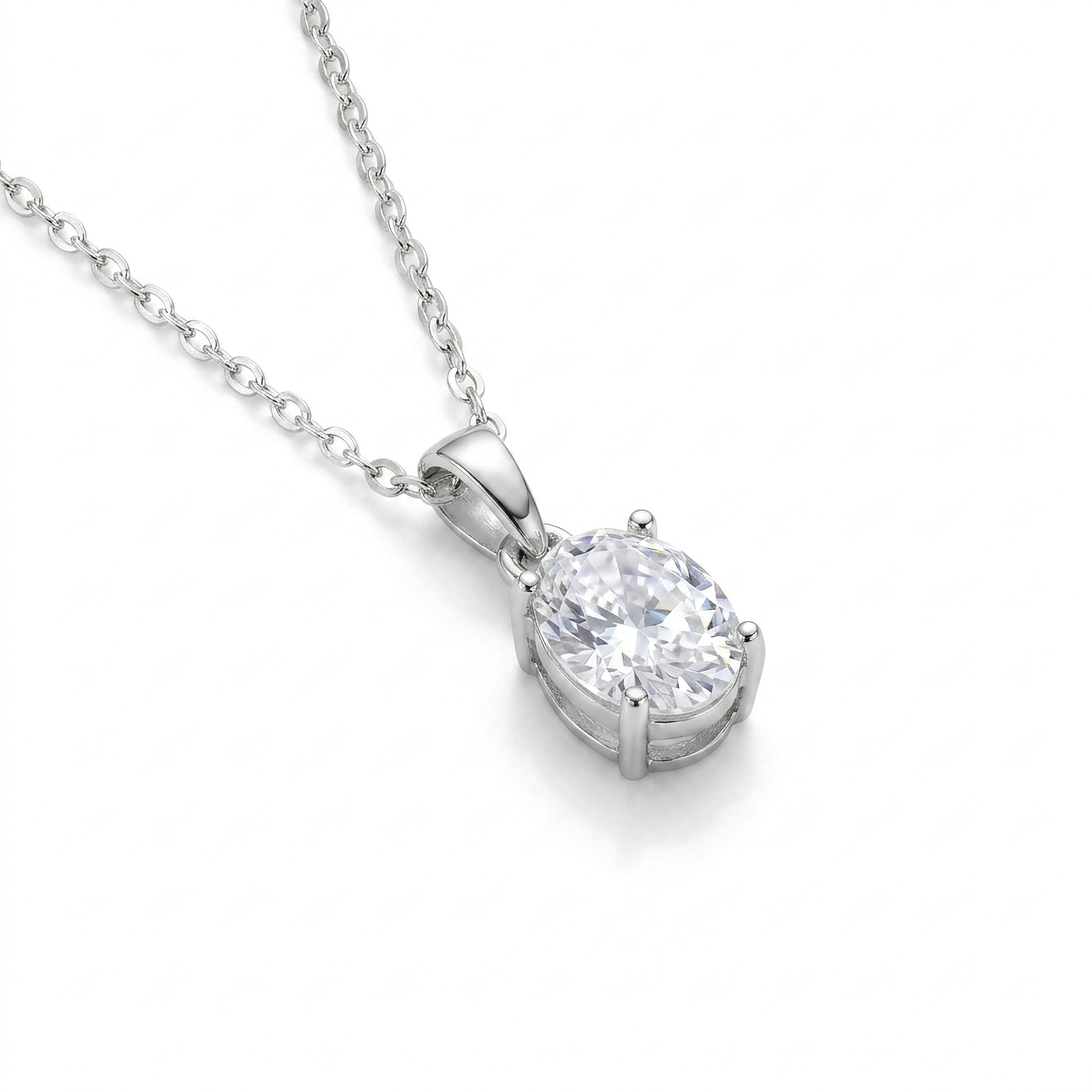 Diamond necklace on a white background