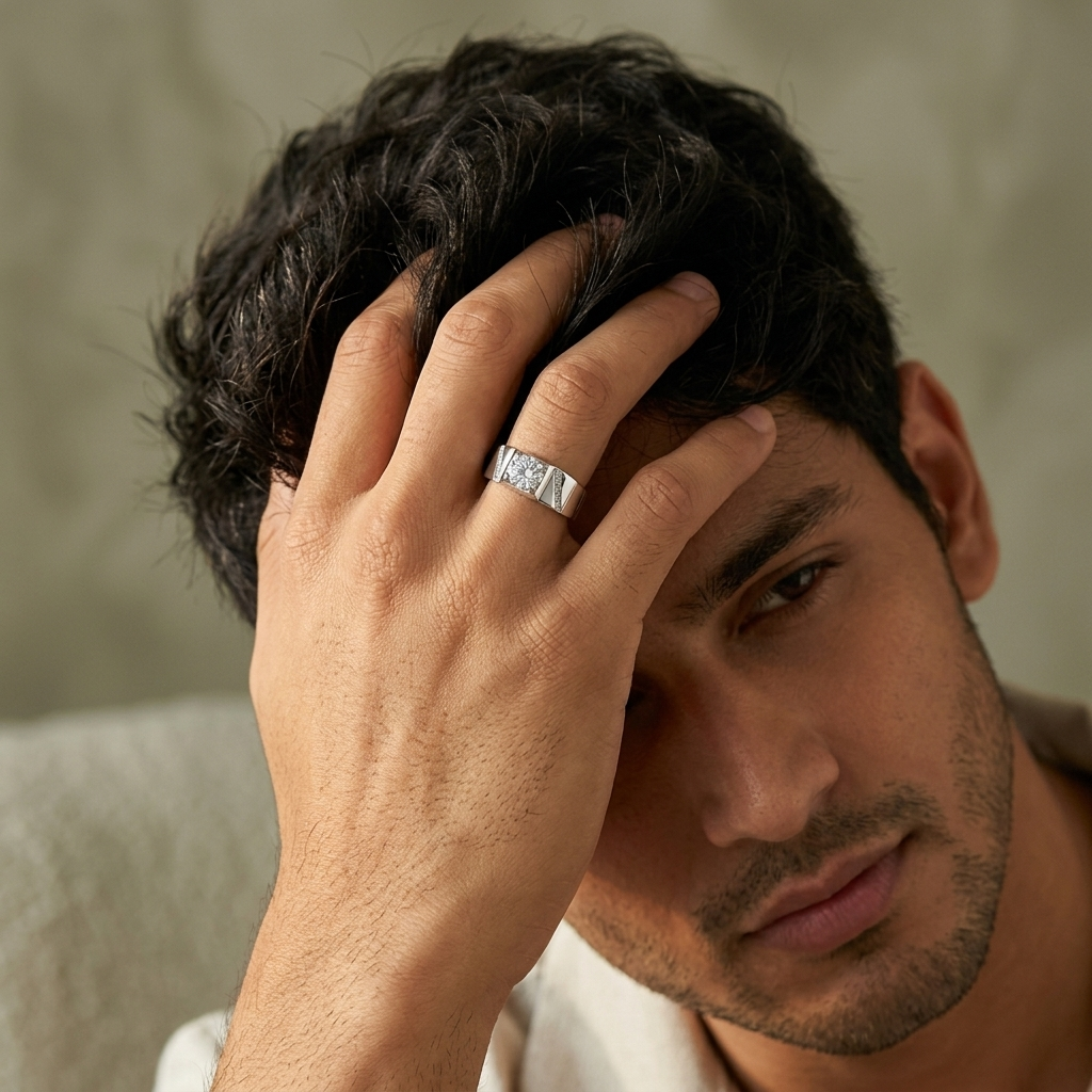The MOHRA Men's Pavé Solitaire Ring — Silver