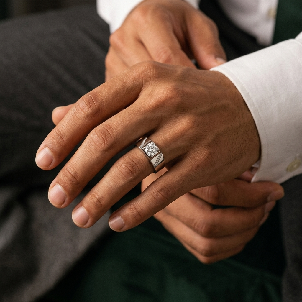 The MOHRA Men's Pavé Solitaire Ring — Silver