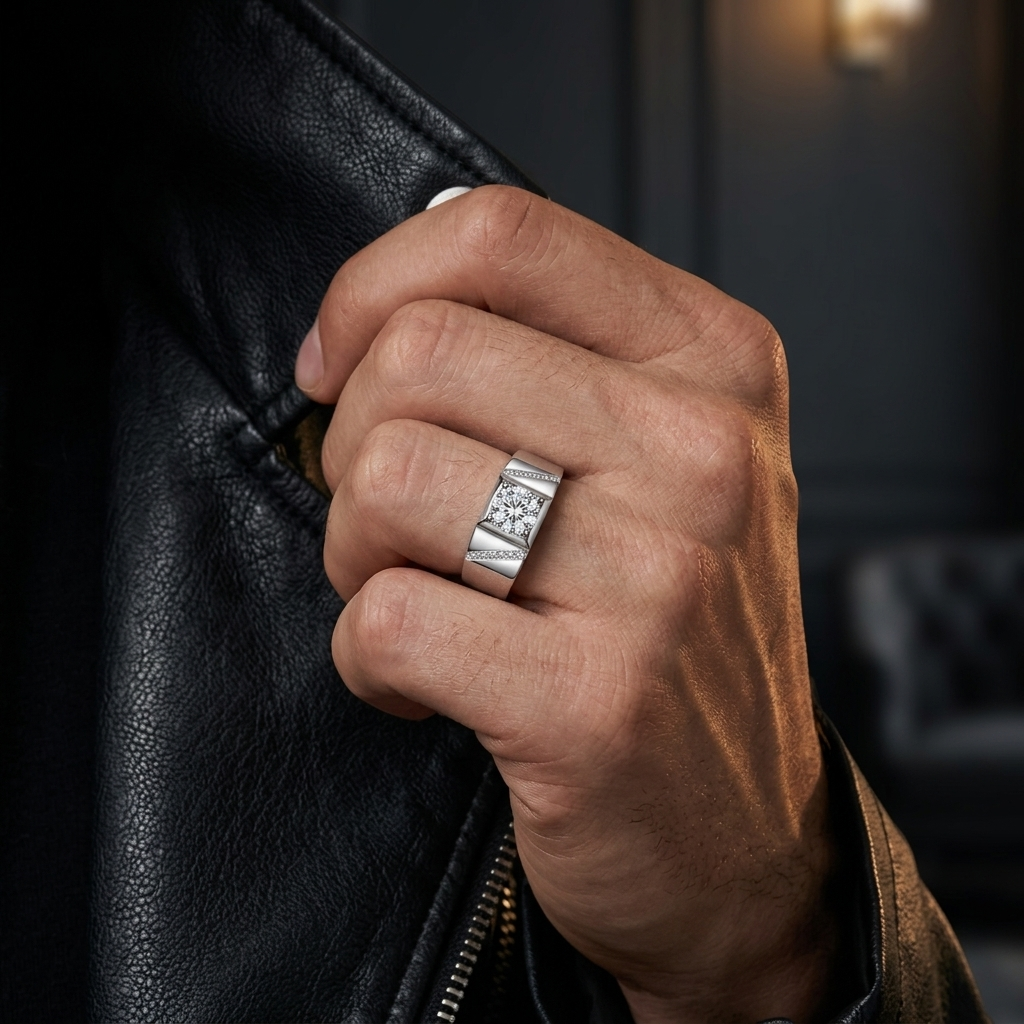 The MOHRA Men's Pavé Solitaire Ring — Silver