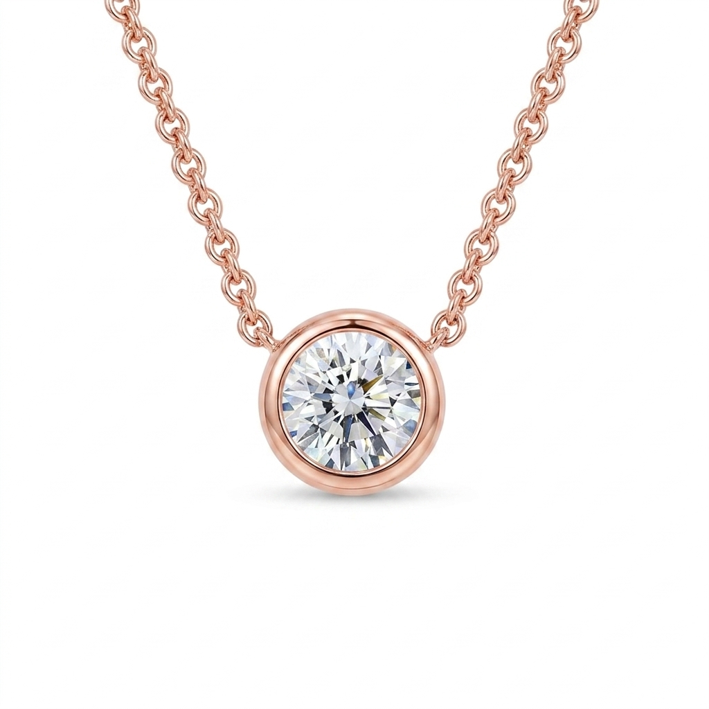 The MOHRA Bezel Solitaire Pendant — Rose Gold