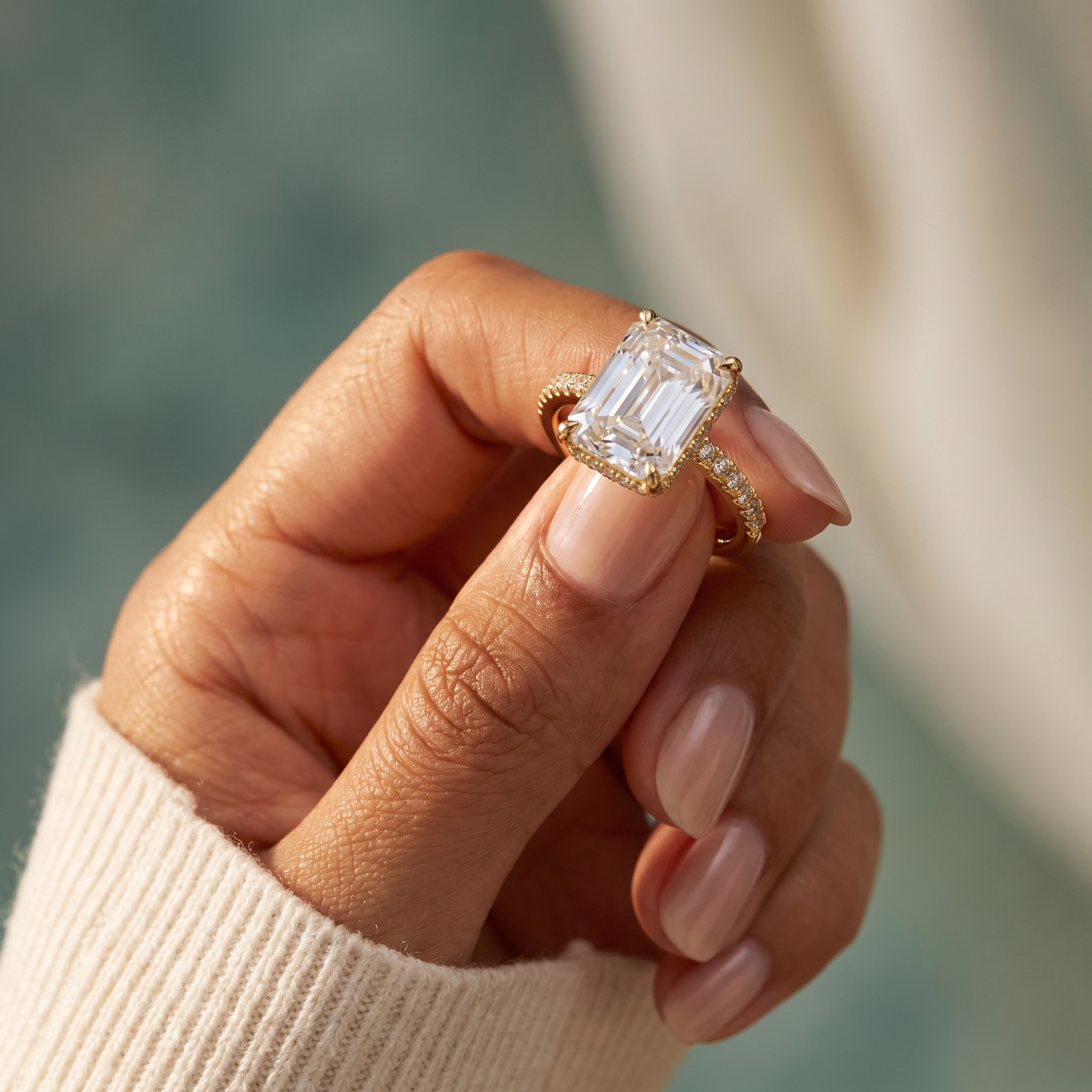 The MOHRA 5ct Emerald Halo Ring — Gold