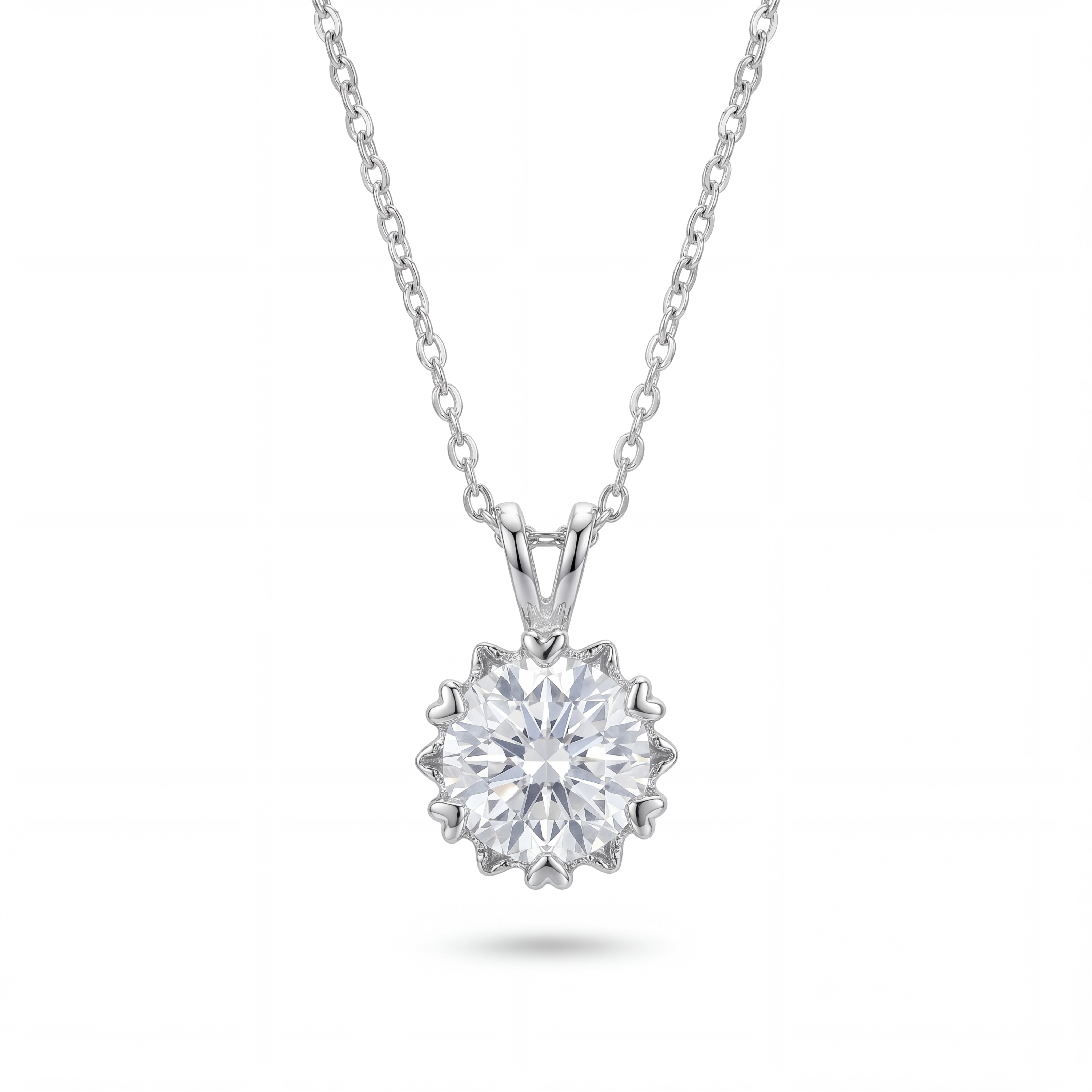 Diamond necklace on a white background