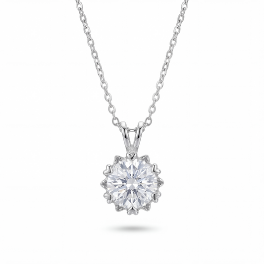 Diamond necklace on a white background
