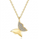 The MOHRA Butterfly Pendant in S925 sterling silver with 18K gold finish, set with VVS1 moissanite